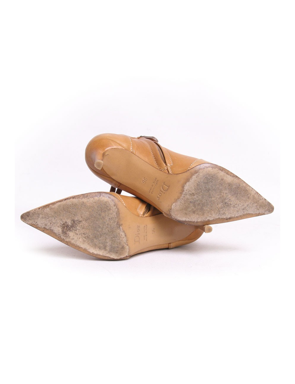 Boots à talons CHRISTIAN DIOR cuir camel T36