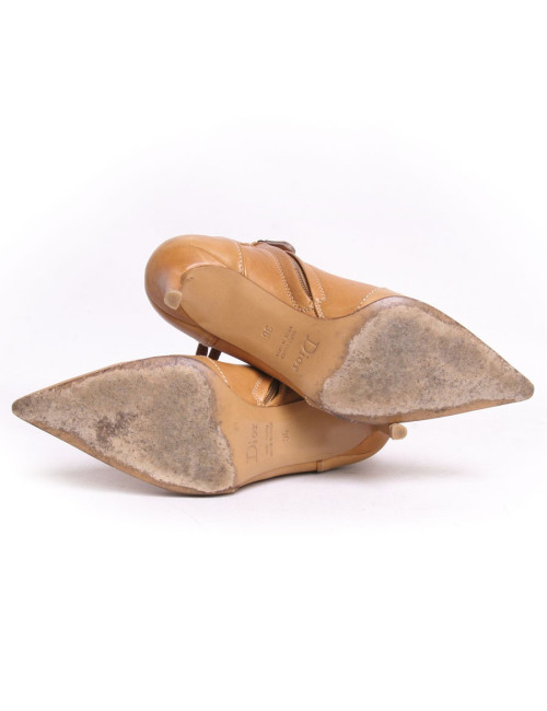 Boots à talons CHRISTIAN DIOR cuir camel T36