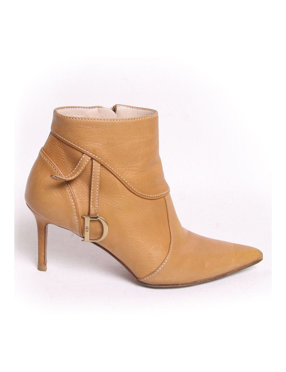 Boots à talons CHRISTIAN DIOR cuir camel T36