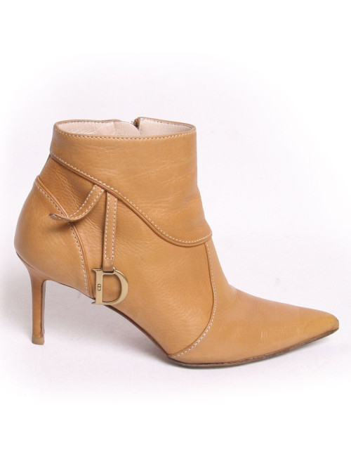 Boots à talons CHRISTIAN DIOR cuir camel T36