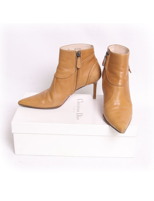 Boots à talons CHRISTIAN DIOR cuir camel T36