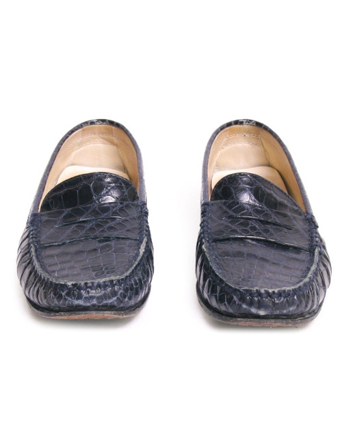 Mocassins TOD'S crocodile bleu marine T7