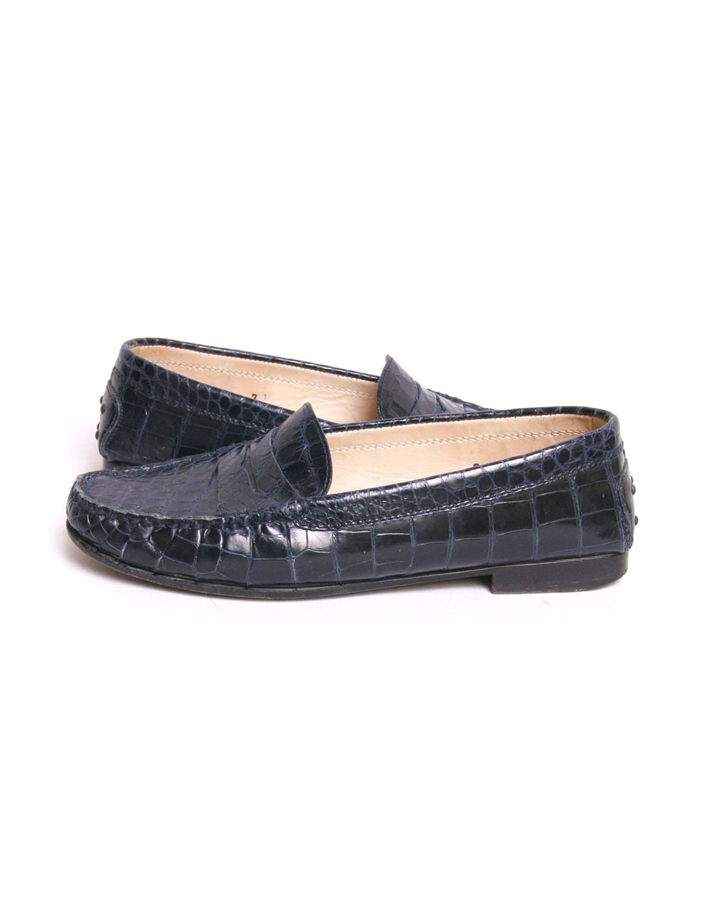 Mocassins TOD'S crocodile bleu marine T38