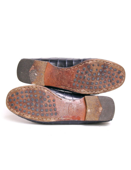 Mocassins TOD'S crocodile bleu marine T38