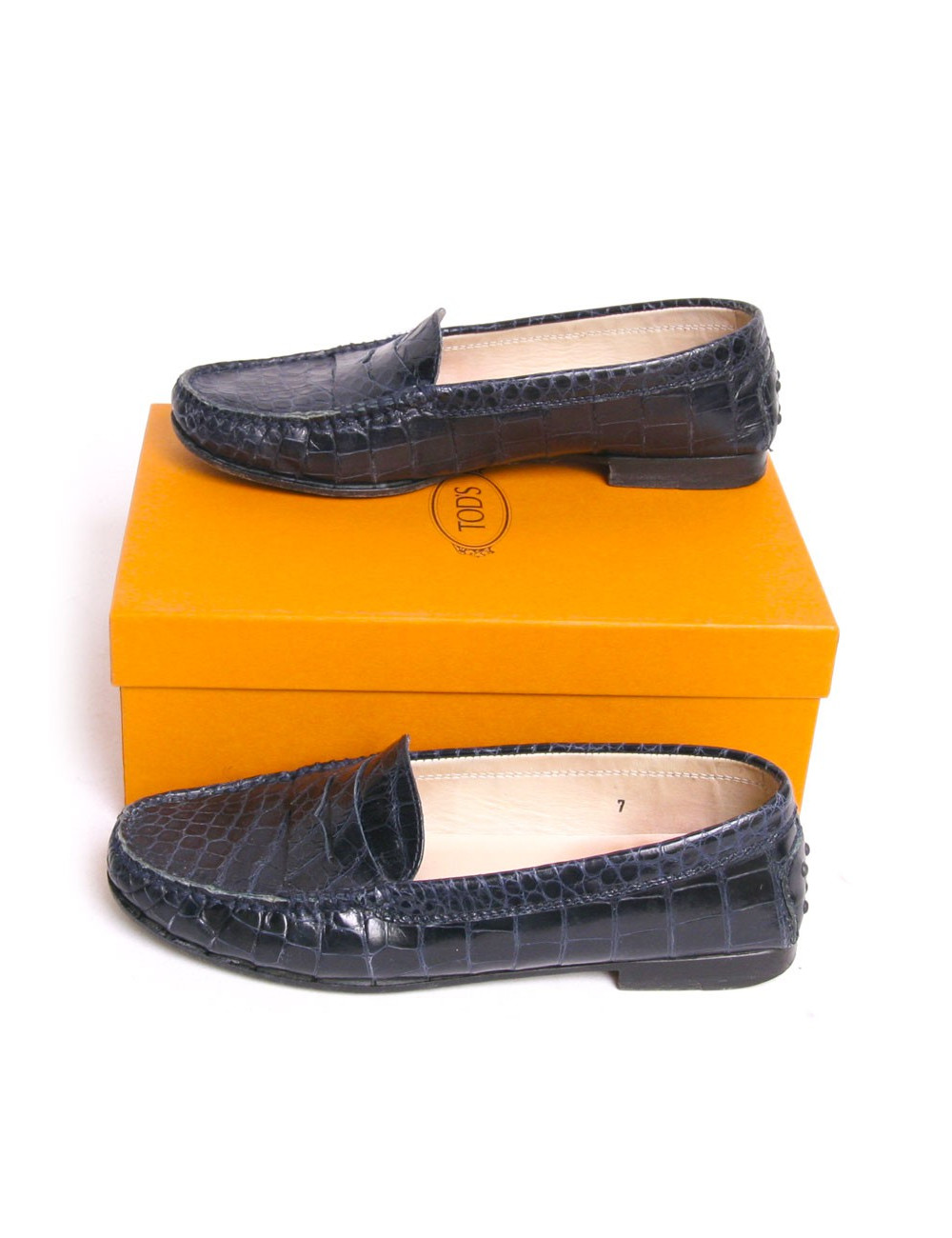 Mocassins TOD'S crocodile bleu marine T38