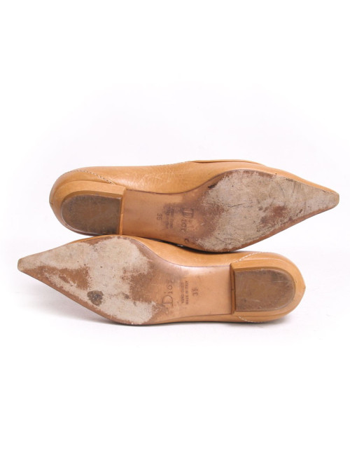 Ballerines CHRISTIAN DIOR cuir camel T35