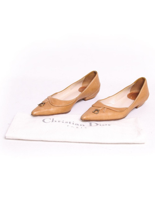 Ballerines CHRISTIAN DIOR cuir camel T35