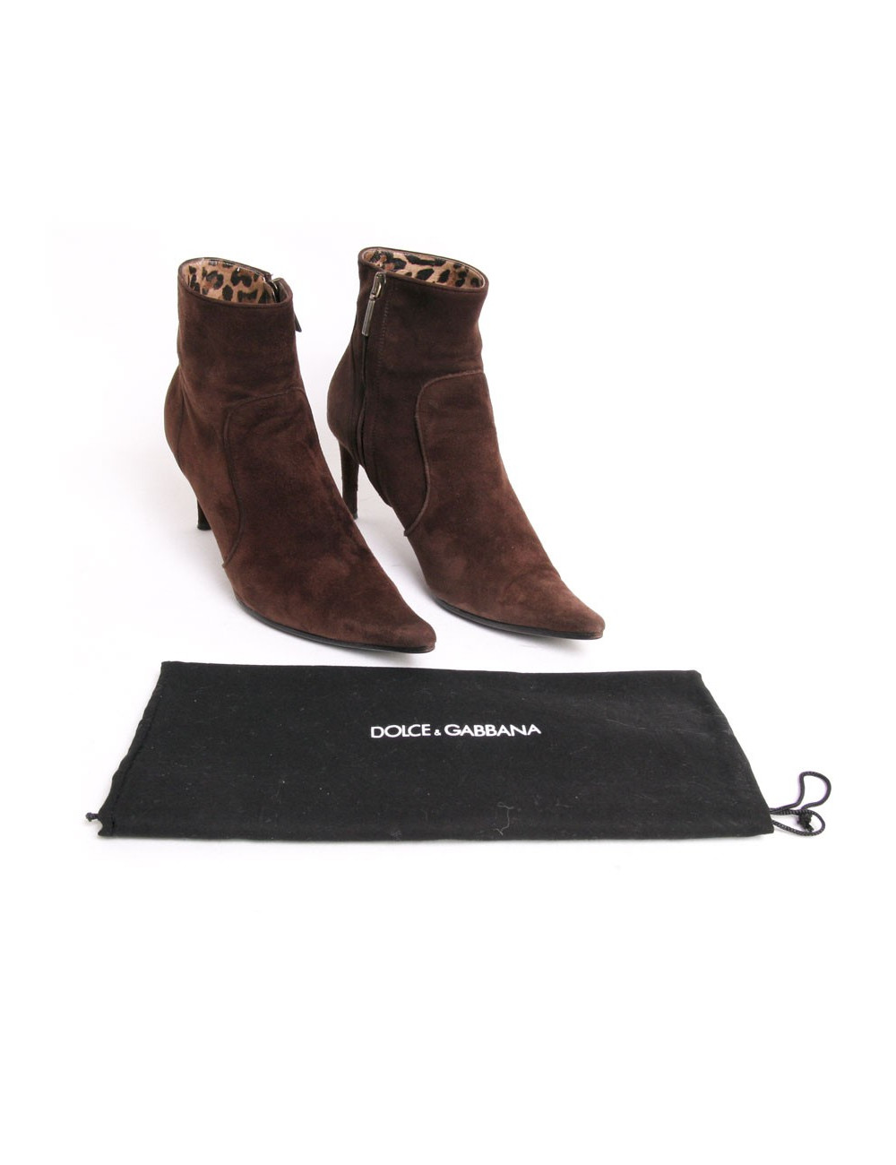 Bottines à talons DOLCE & GABBANA veau velours marron T36