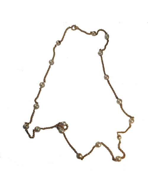 Long sautoir CHANEL chaîne et perles nacrées