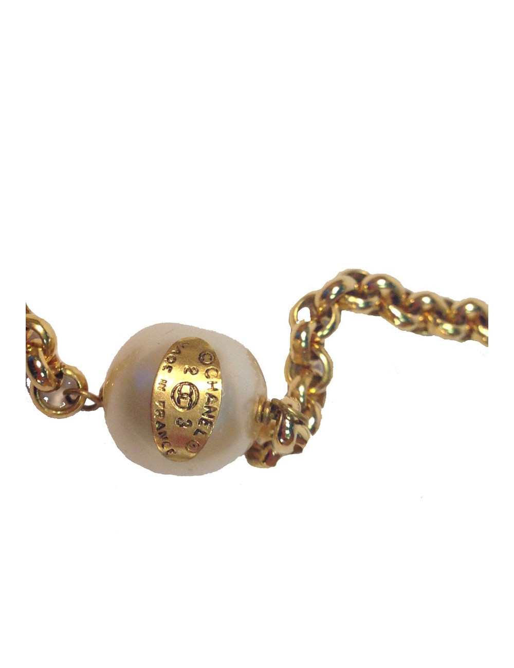 Long sautoir CHANEL chaînes et perles nacrées