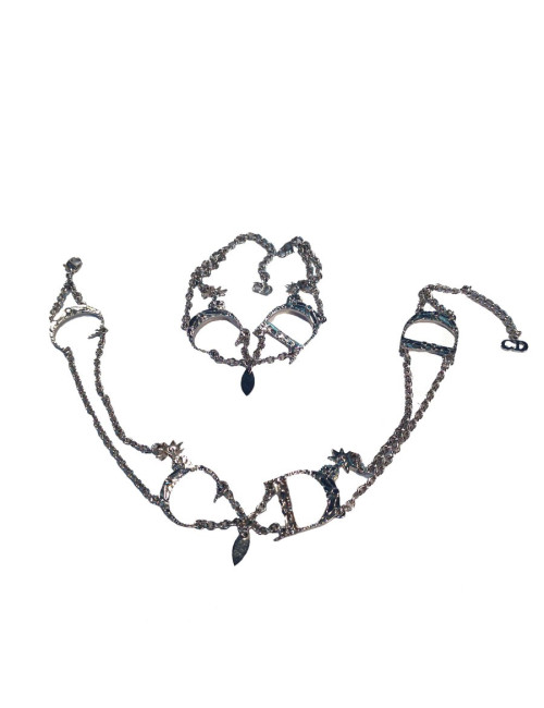 Parure DIOR collier et bracelet argenté
