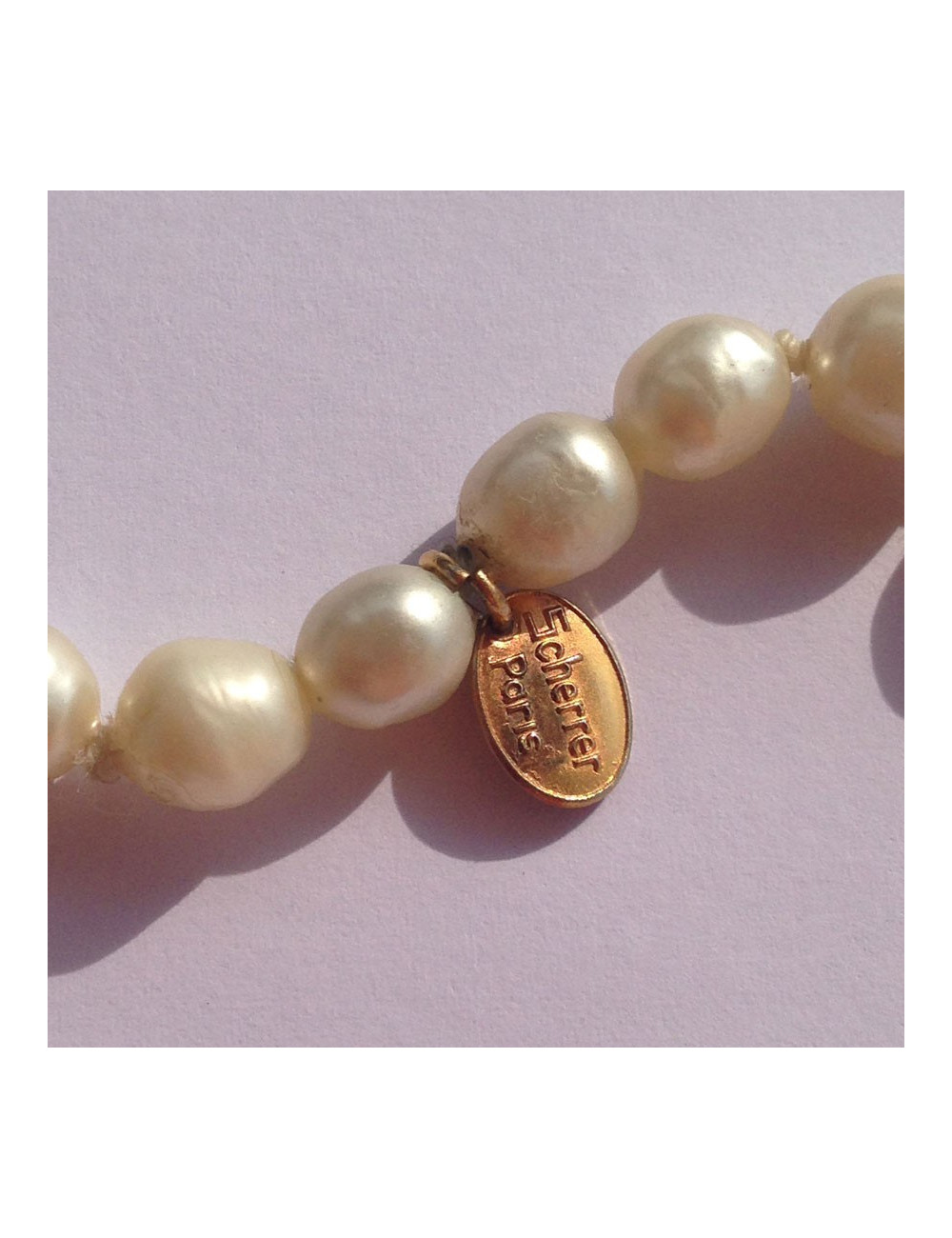 Sautoir couture SCHERRER perles de pâte de verre nacrées