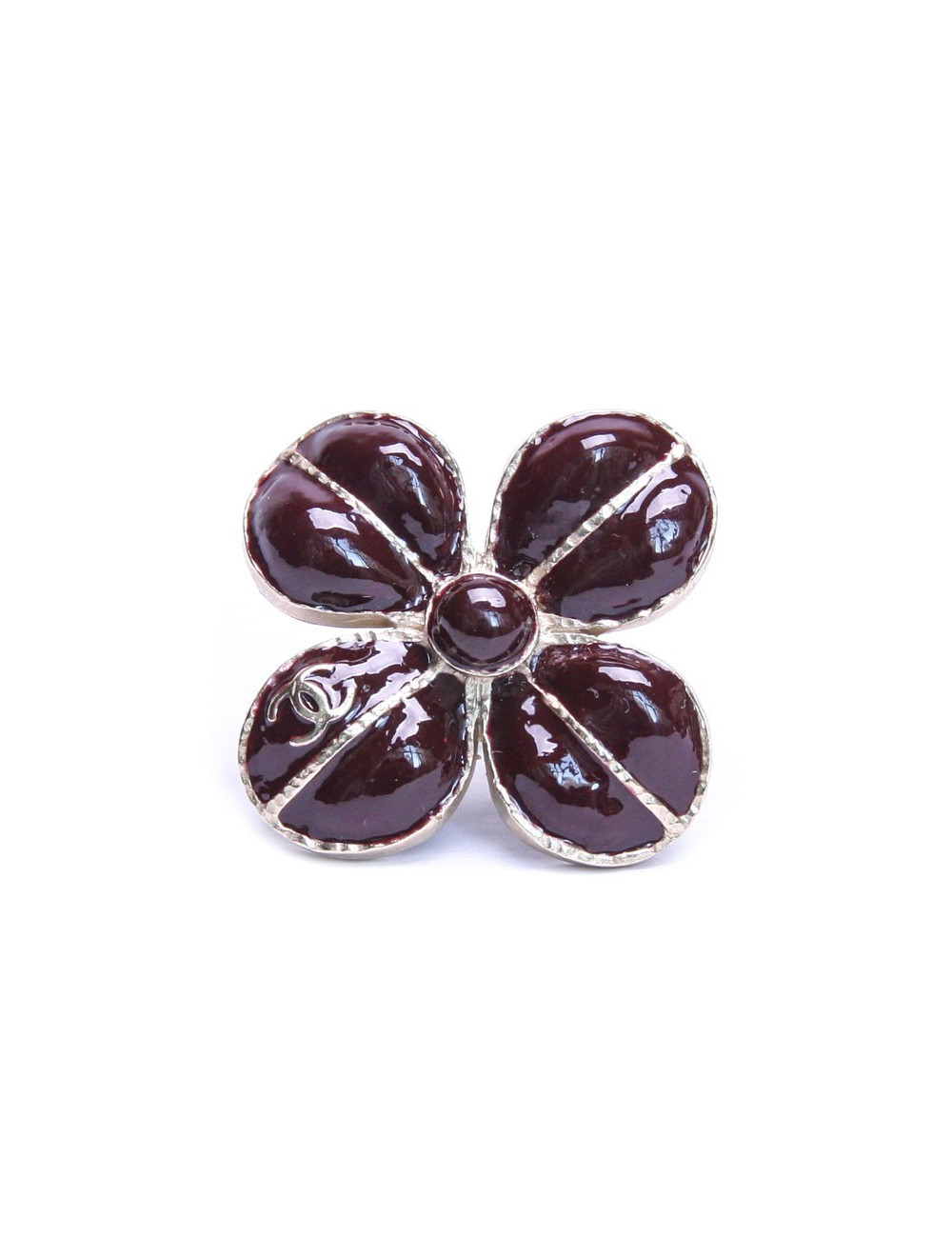 Bague CHANEL T 51 résine marron