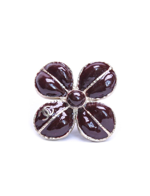 Bague CHANEL T 51 résine marron