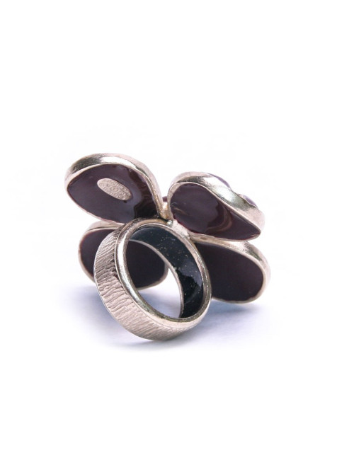 Bague CHANEL T 51 résine marron