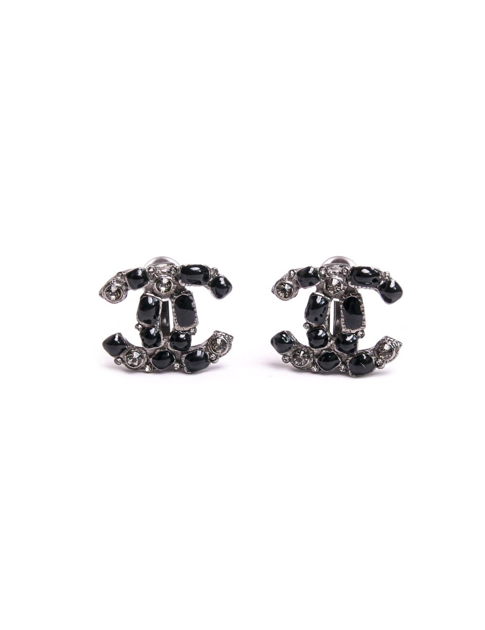 Clips d'oreille CHANEL  GM perles noires et brillants