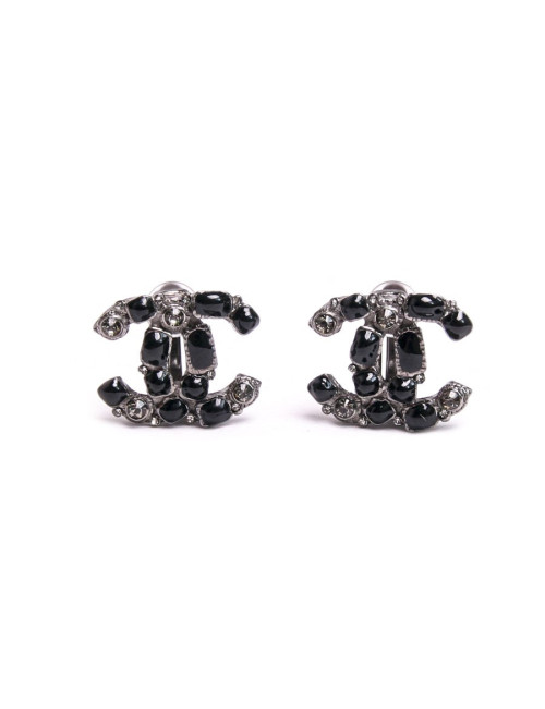 Clips d'oreille CHANEL  GM perles noires et brillants