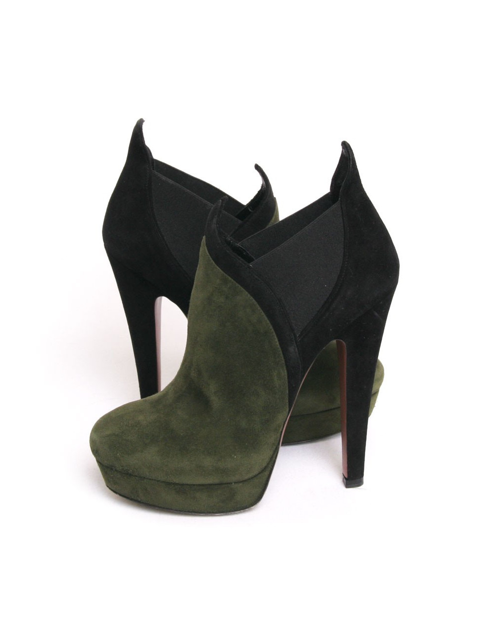 Low boots ALAIA t 36 daim vert et noir