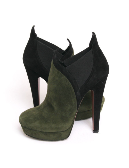 Low boots ALAIA t 36 daim vert et noir