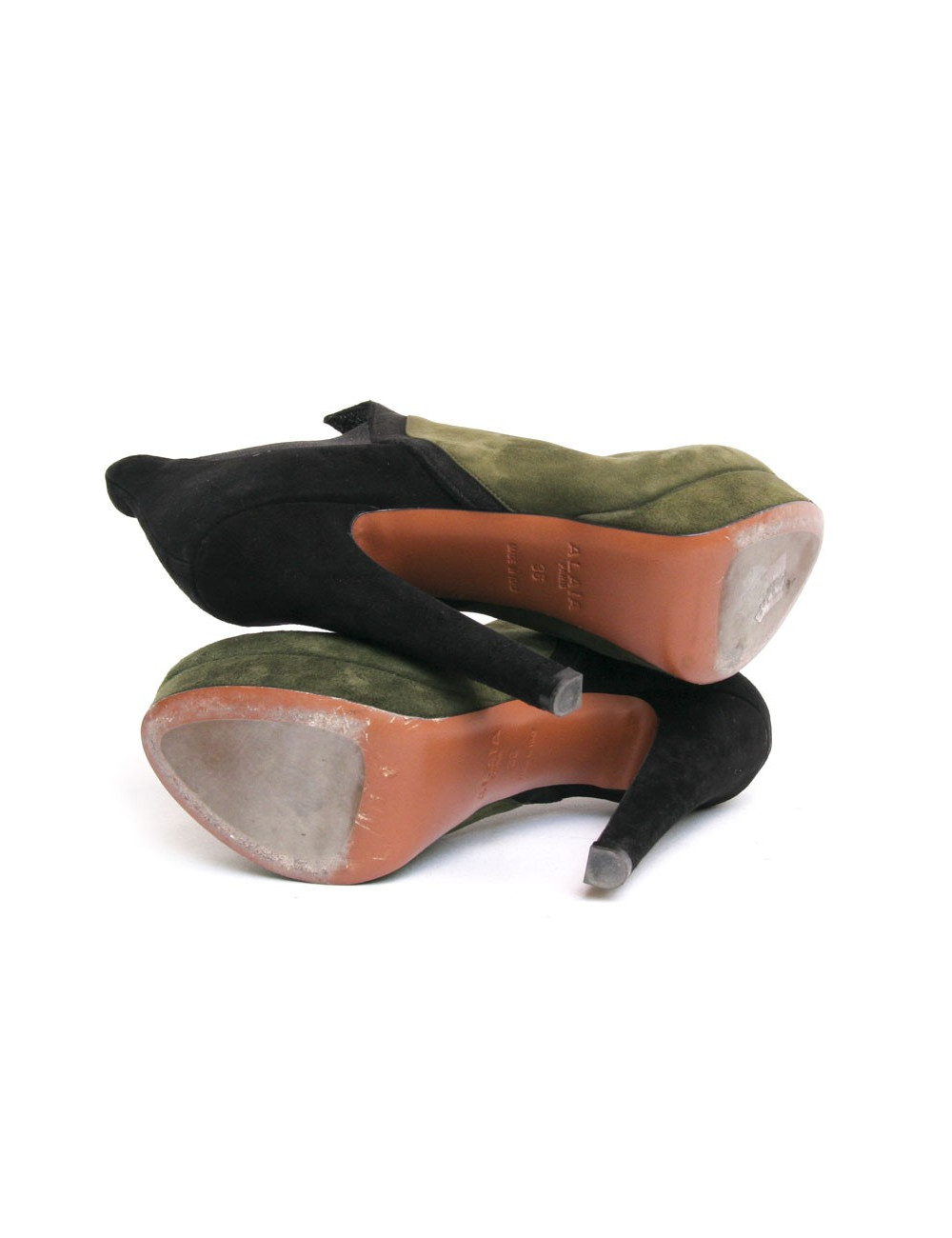 Low boots ALAIA t 36 daim vert et noir