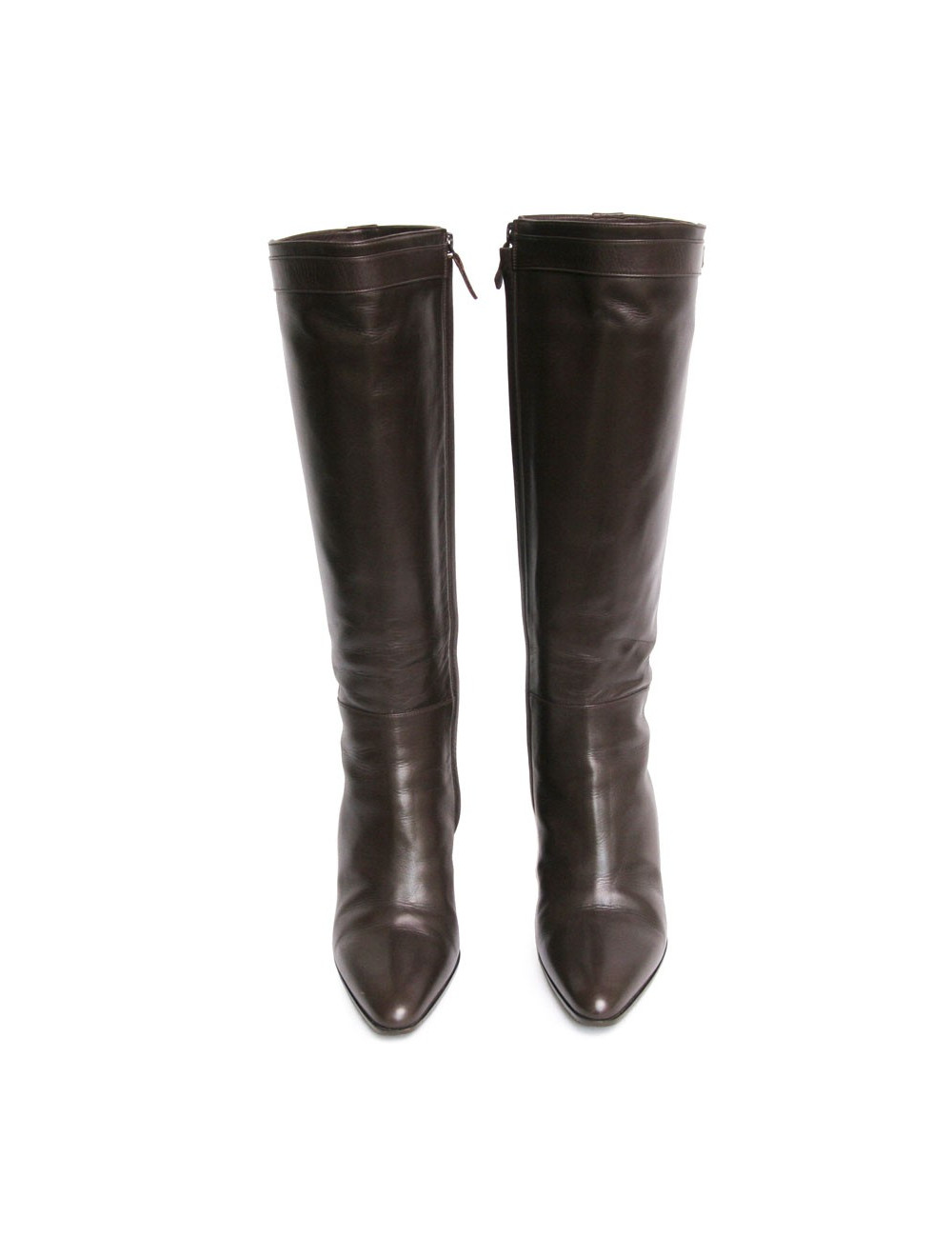 Bottes HERMES T 37  cuir d'agneau marron