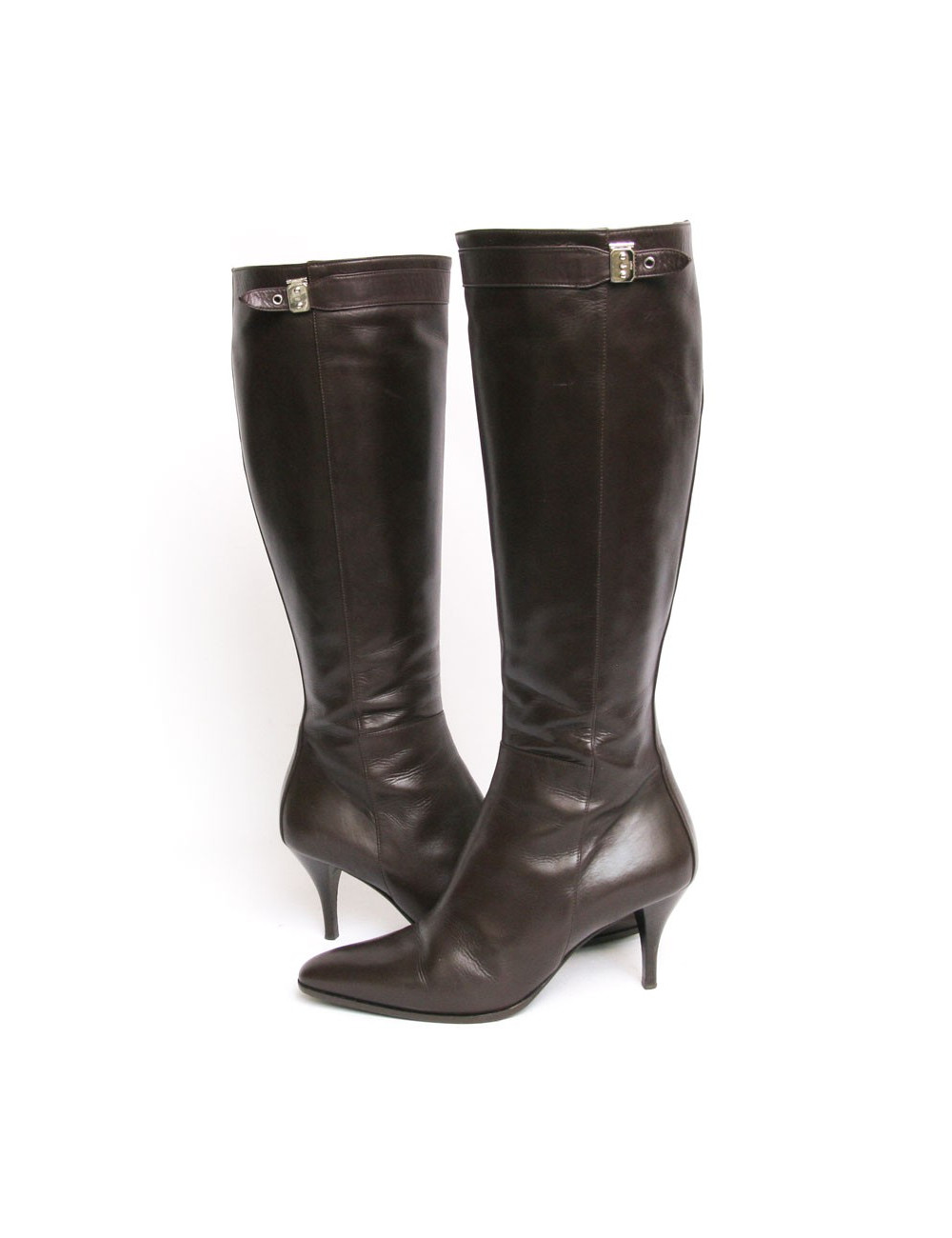 Bottes HERMES T 37  cuir d'agneau marron