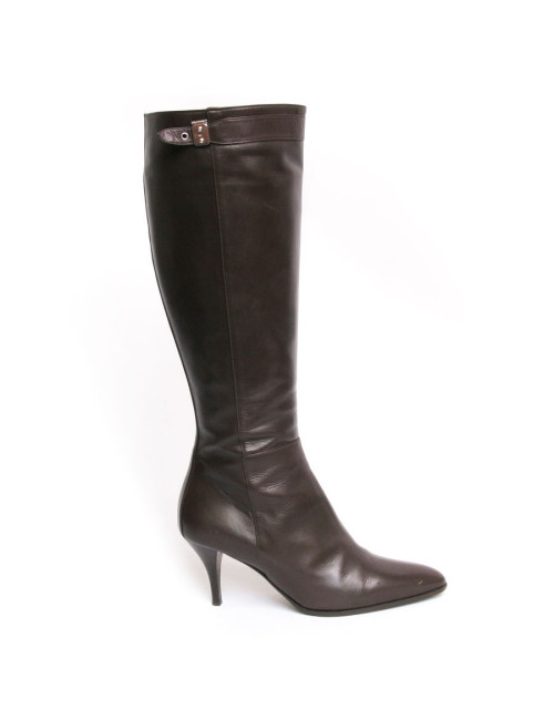 Bottes HERMES T 37  cuir d'agneau marron