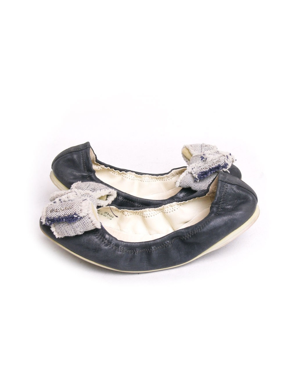Ballerines PRADA cuir et tissu bleu T36