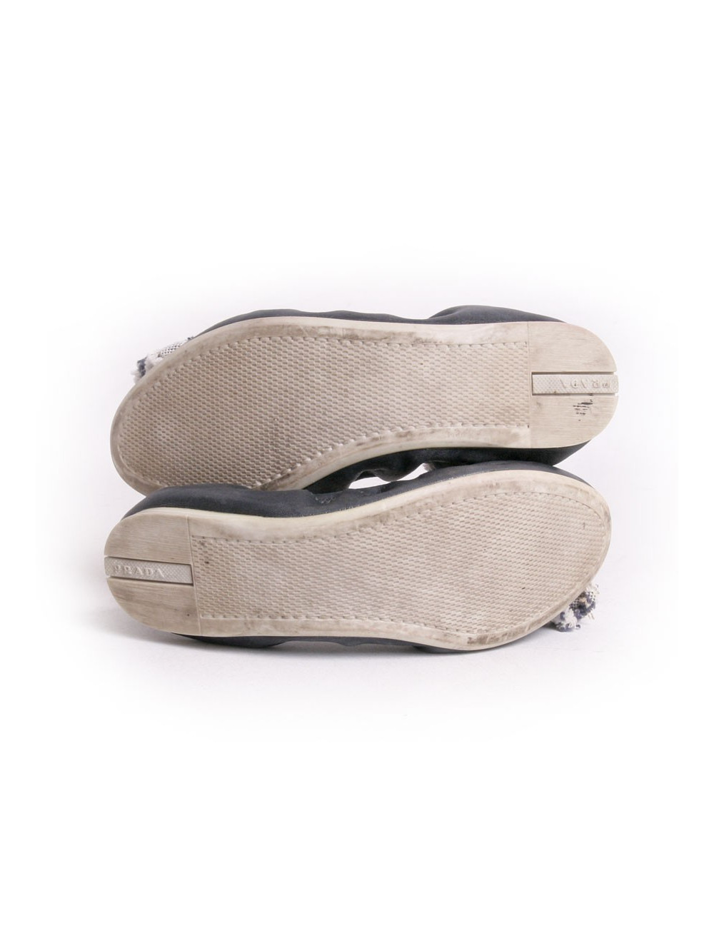 Ballerines PRADA cuir et tissu bleu