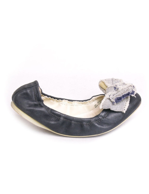 Ballerines PRADA cuir et tissu bleu