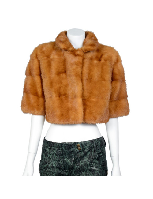 Veste courte sans marque vison marron