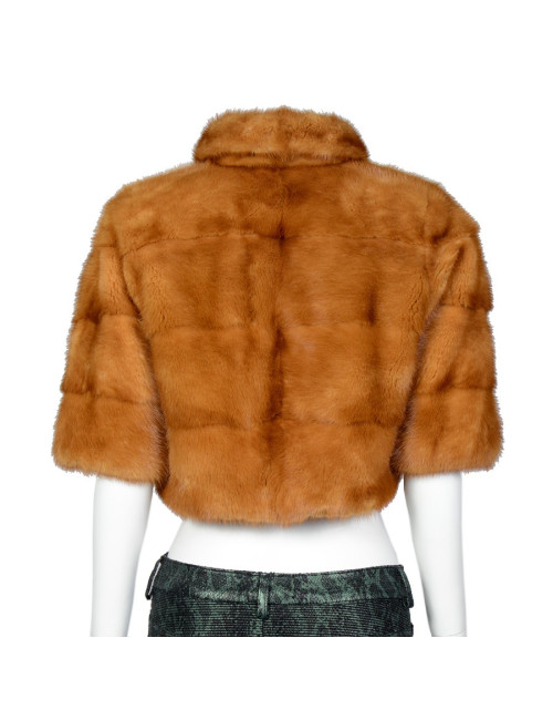 Veste courte sans marque vison marron