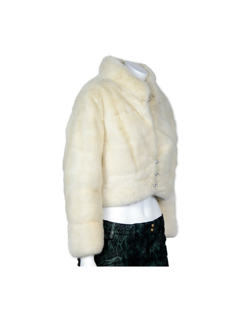 Veste courte vison blanc