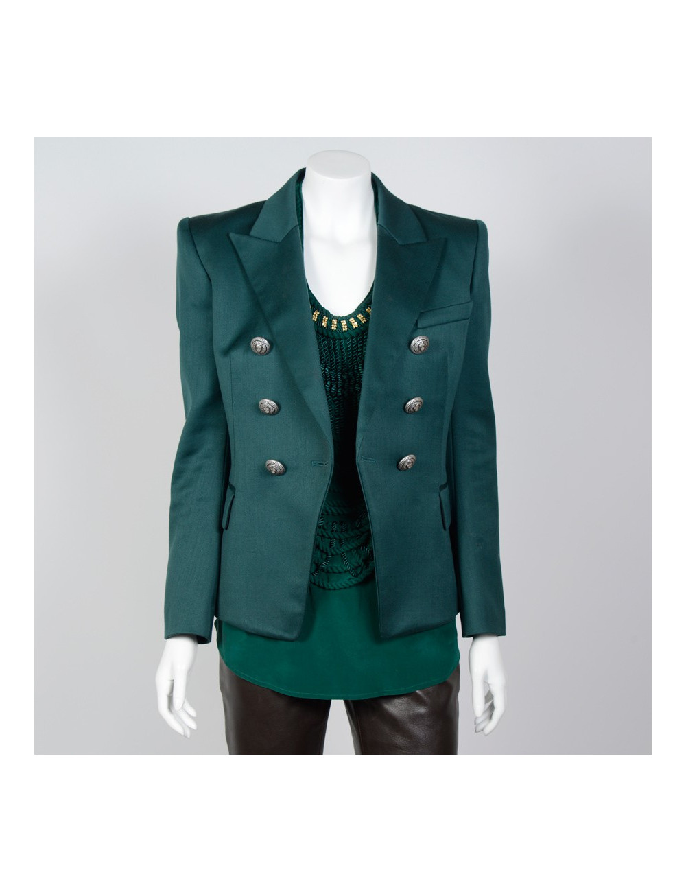 Débardeur BALMAIN t 38 en soie verte