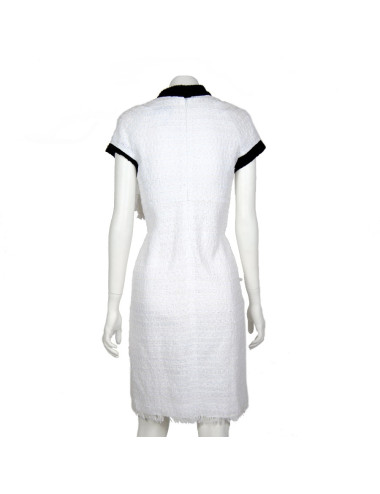 Robe CHANEL T 38 tweed blanche et noire 2
