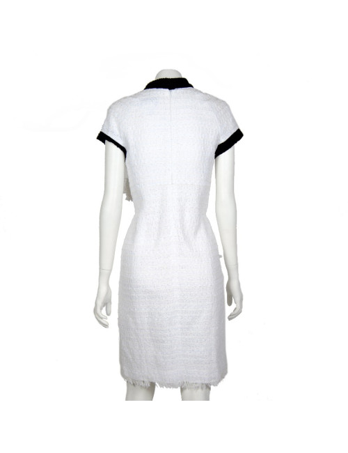 Robe CHANEL T 38 tweed blanche et noire