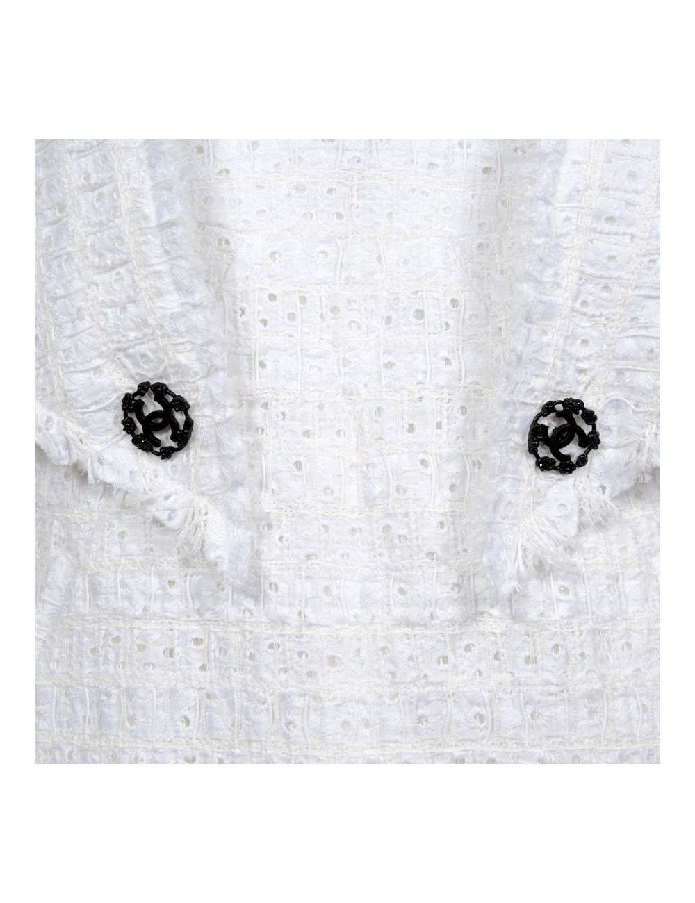 Robe CHANEL T 38 tweed blanche et noire