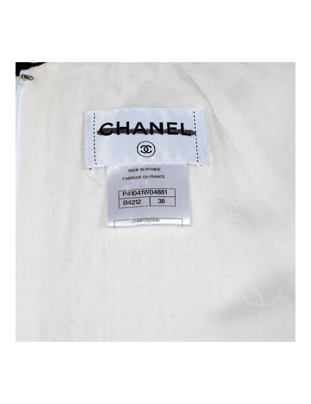 Robe CHANEL T 38 tweed blanche et noire