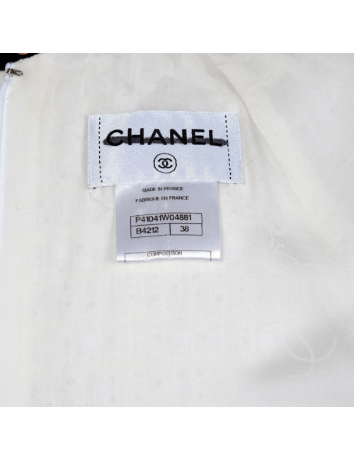 Robe CHANEL T 38 tweed blanche et noire