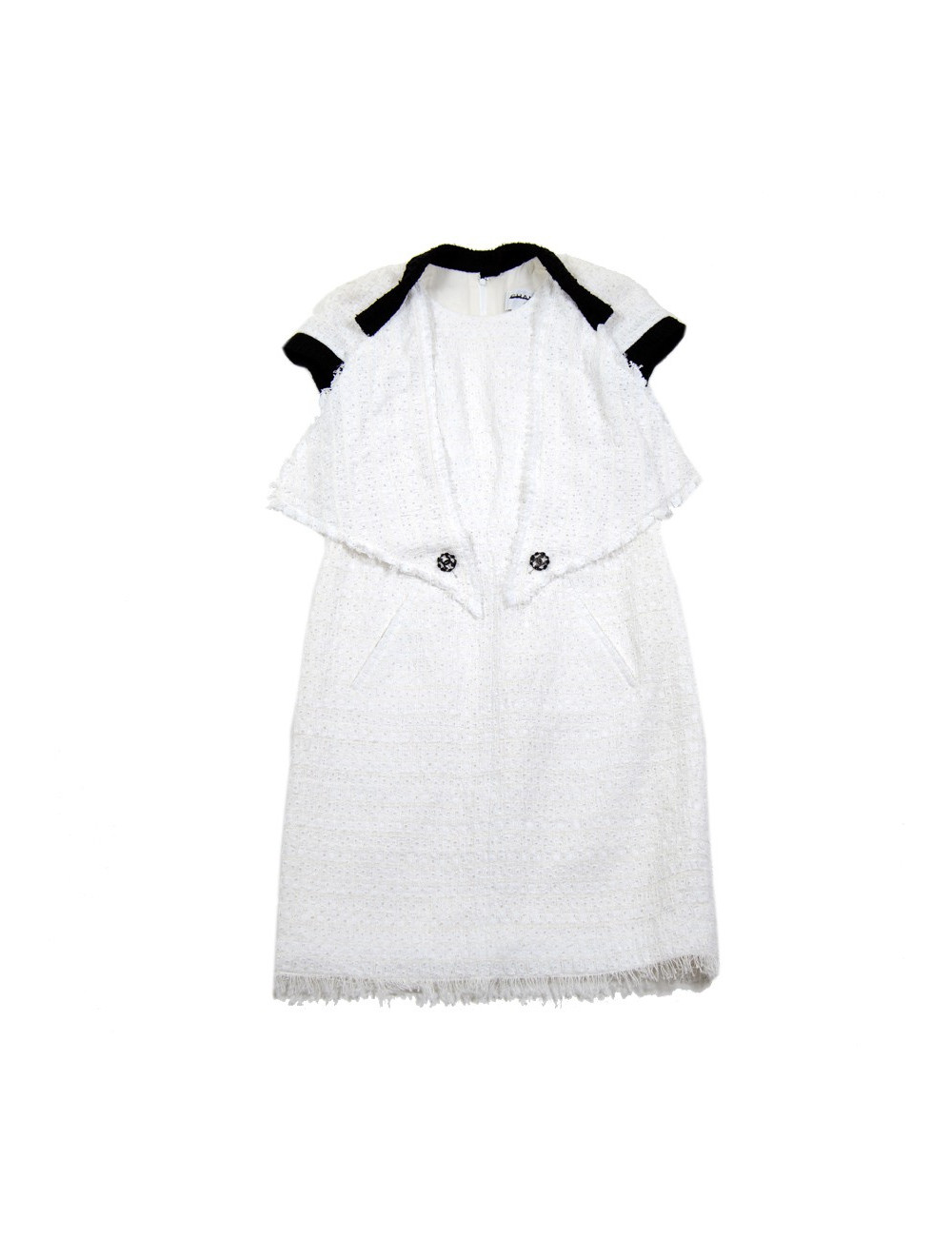 Robe CHANEL T 38 tweed blanche et noire