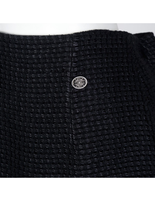 Jupe plissée CHANEL T 42 plissée tweed noir