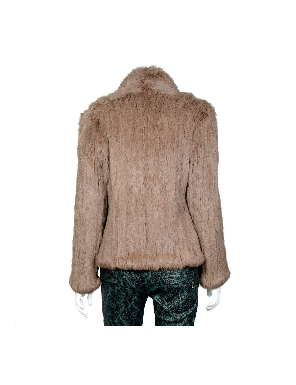 Veste YVES SALOMON fourrure tricotée marron clair