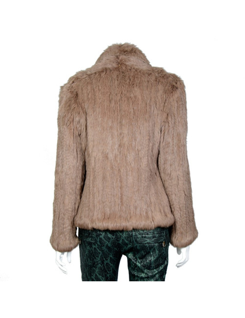 Veste YVES SALOMON fourrure tricotée marron clair