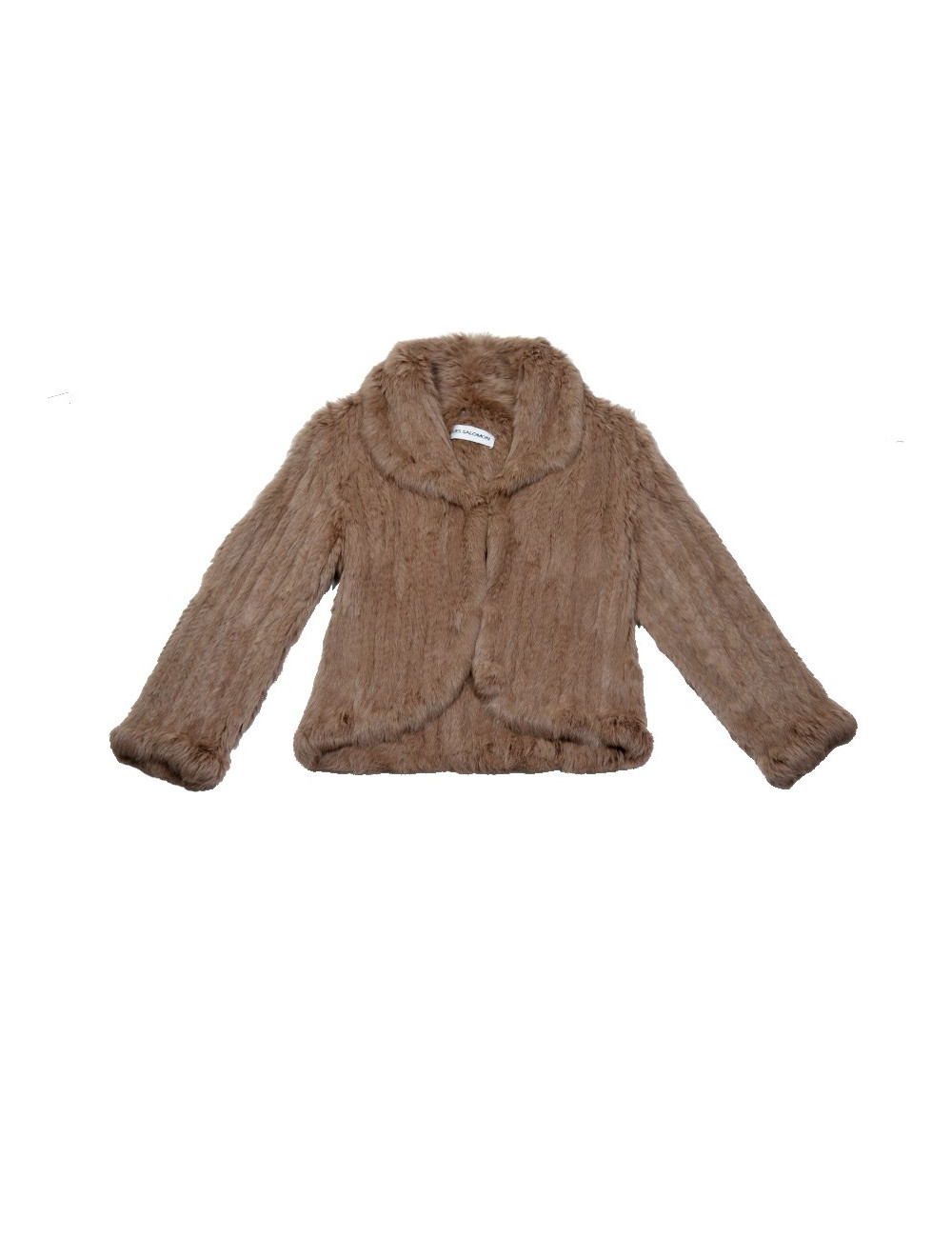 Veste YVES SALOMON fourrure tricotée marron clair