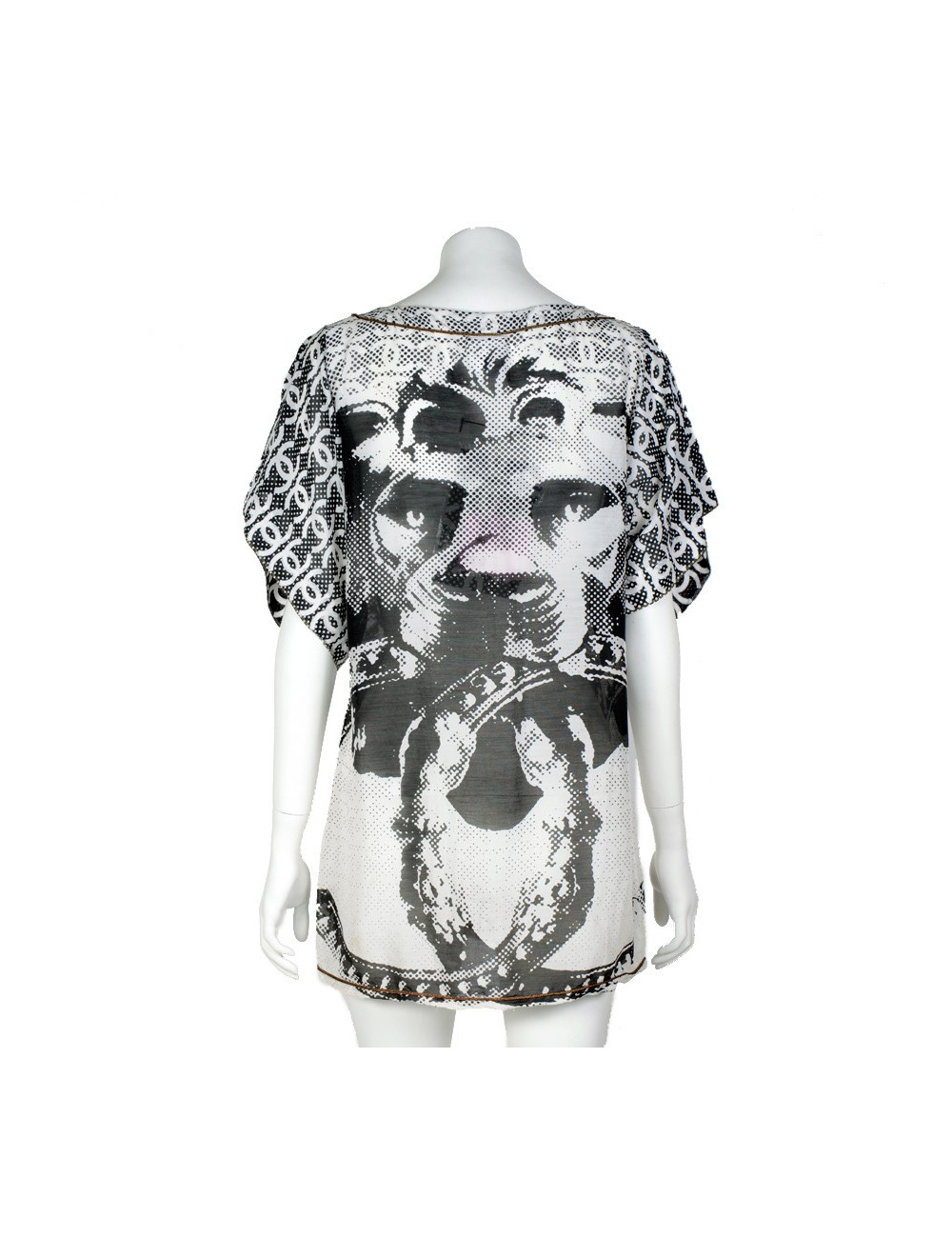 Blouse CHANEL T40 soie blanc/noir