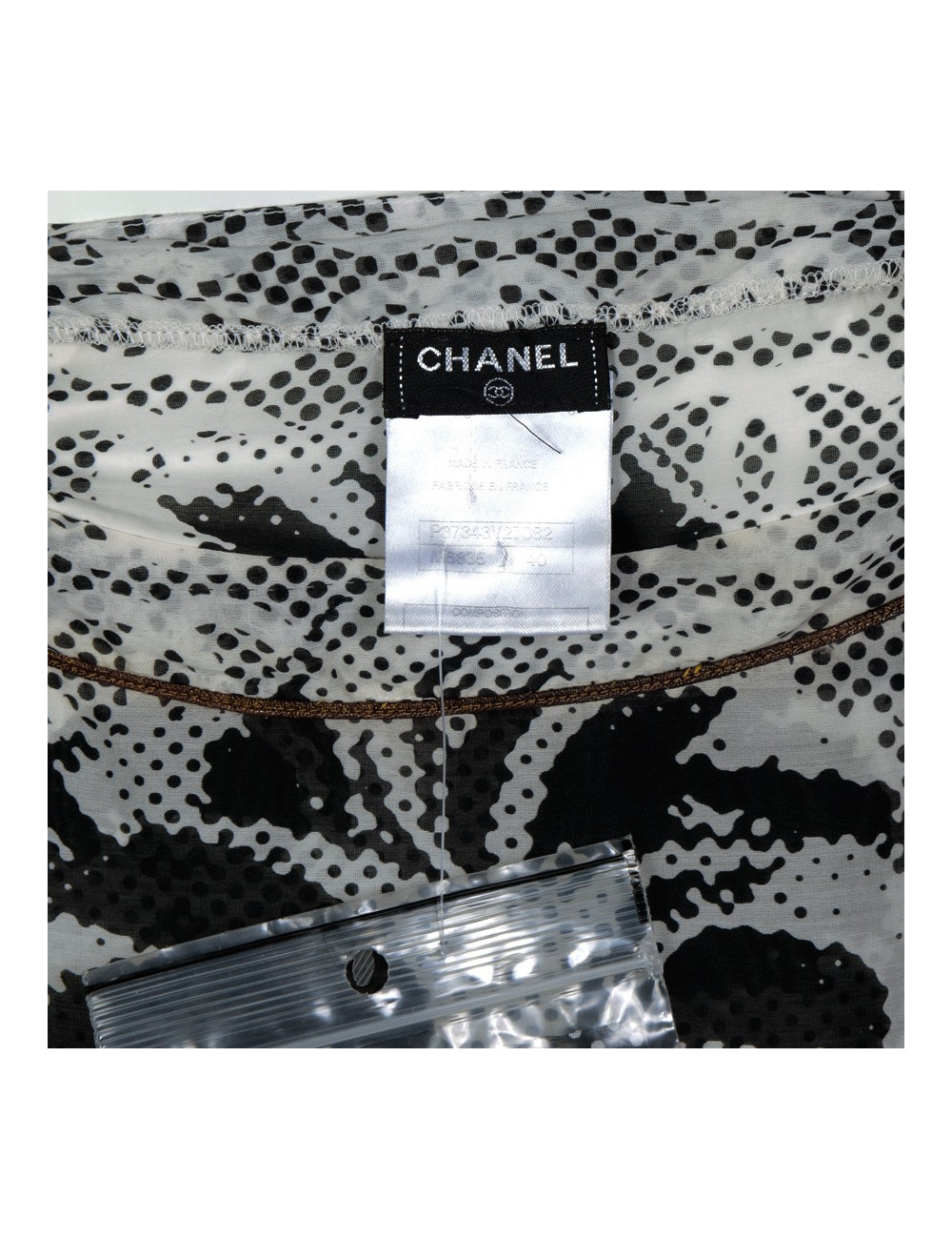 Blouse CHANEL T40 soie blanc/noir