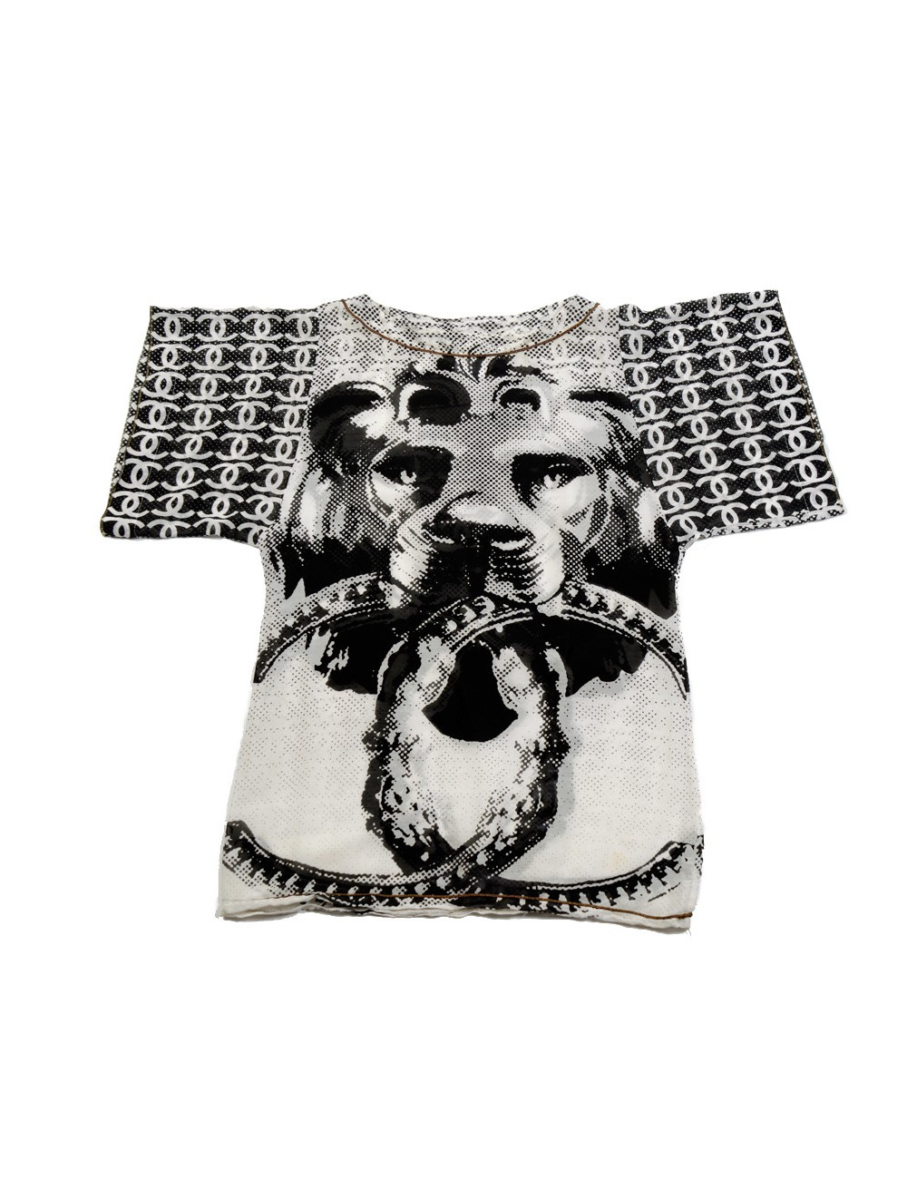 Blouse CHANEL T40 soie blanc/noir