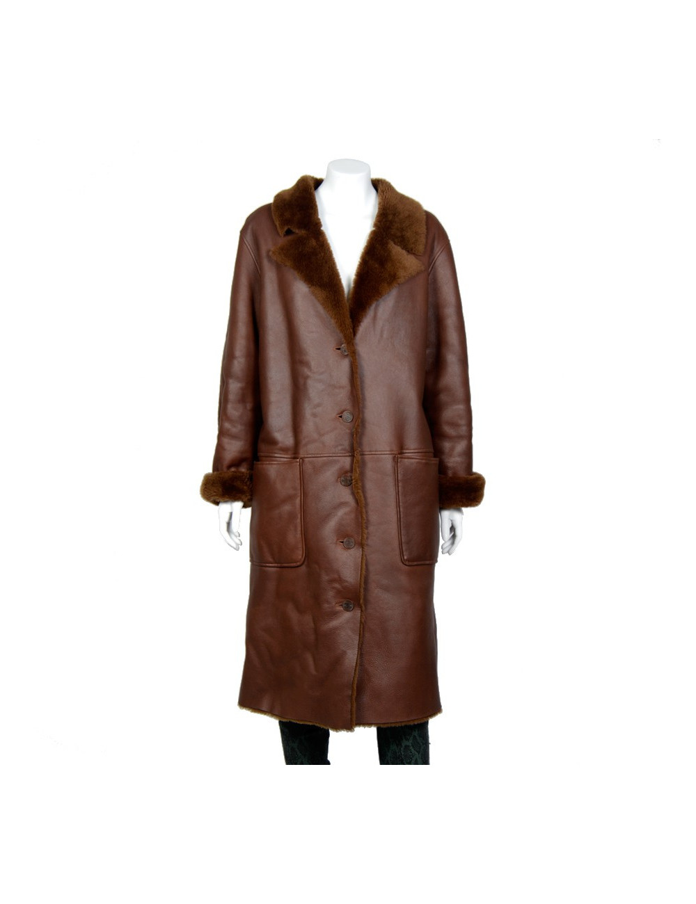Manteau CHANEL T40 peau retournée marron