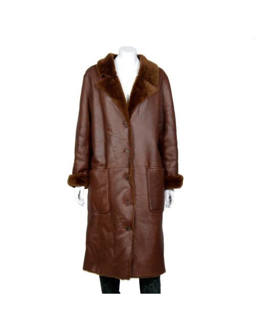 Manteau CHANEL T40 peau retournée marron