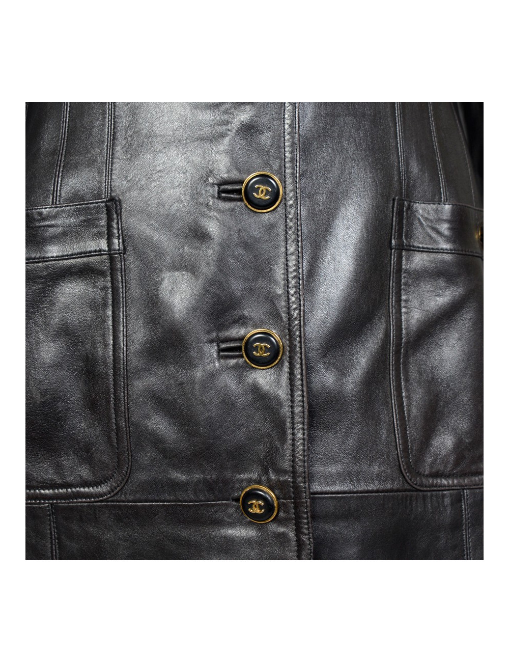 Manteau CHANEL en cuir vintage T40